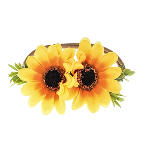 Image of DreamLily NewBorn Baby Flower Crown Flower Baby Headband Floral Head Piece for Toddler BB13 (Sunflower)