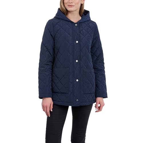 Calvin Klein Women's Quilted Jacket, Lightweight Coat for Women with Snap Front, Water Resistant, Dark Sapphire, X-Large