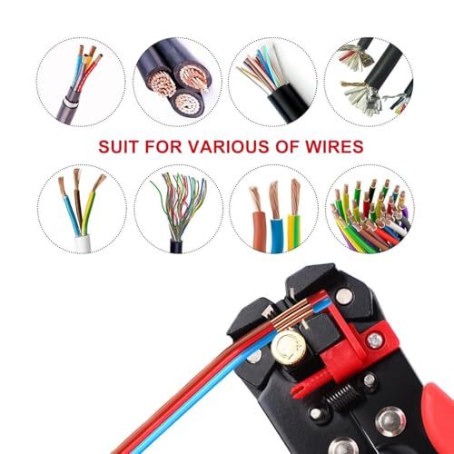 Image of Self-Adjusting Wire Stripper 3-in-1 Heavy Duty Automatic Wire Stripping Tool | 10-24 AWG Wire Cutter, Cable Crimping & Electrical Wire Cutting Tool for Electricians, Technicians & DIY Use