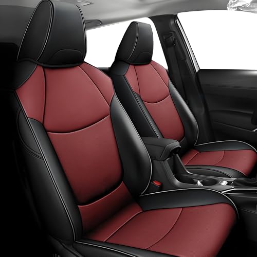 Custom Fit Seat Covers for Toyota Sienna 2021 2022 2023 2024 2025 LE, XLE,8 Seats,2nd Row 4/2/4 Split,Full Set Sienna Seat Covers,Durable and Breathable Faux Leather,Airbag compatible(Black/Red)