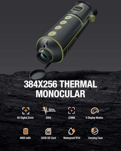 Image of Teslong TTS390 384x256 Thermal Monocular, 50Hz Thermal Imaging Camera with 25mm Lens, 10H Battery Life, 8X Digital Zoom, IP54 Waterproof IR Night Vision Monocular for Hunting & Search
