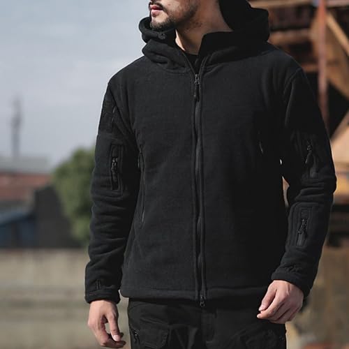 JEShifangjiusu Men Hoodies Zip Up Fleece Jacket Heavyweight Sherpa Lined Hooded Sweatshirt Warm Thick Winter Coat Outwear2