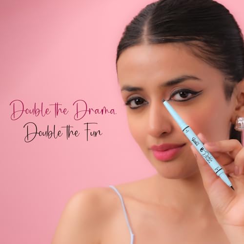 Image of Glam21 Double Drama Kajal + Eyeliner Duo | Dramatic black pigment | Smudge proof| Waterproof| Matte finish| Long lasting upto 48 Hours| Creamy Formula| Intense color| Black