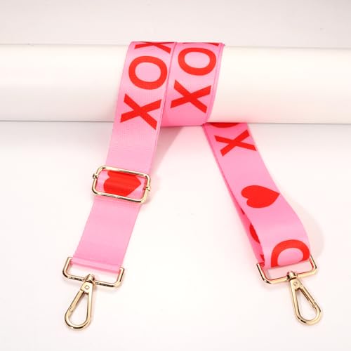 Image of Valentine's Day Purse Strap Replacement Red Pink Heart XOXO Bag Strap Conversation Heart Crossbody Purse Strap Valentine's Day Accessories Gifts (Style A)