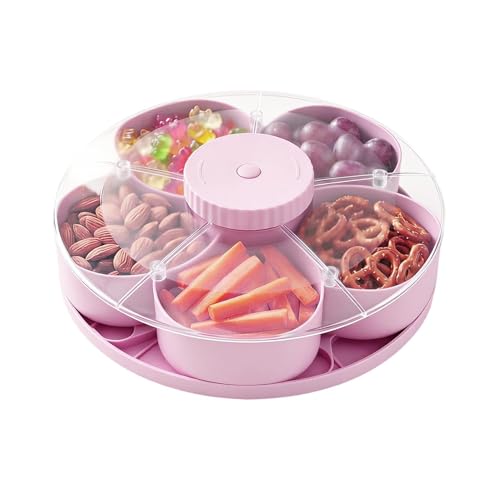 Bandeja de servicio dividida giratoria | PP, 8.7in X 8.7in X 2in, With Miembro | Snack Box For Veggies, Frutas, Salsas | Plato del Apetidor del partido para la cocina, viajes, picnic