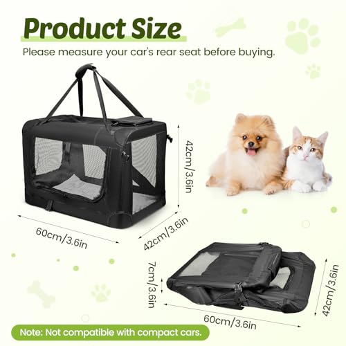 Hundebox faltbar, Faltbare hundetransportbox mit Kissen, transportbox Katze, Fünfseitiges, atmungsaktives Mesh-Design, Die Matte ist maschinenwaschbar, Für Hunde und Katzen, 60×42×42 cm