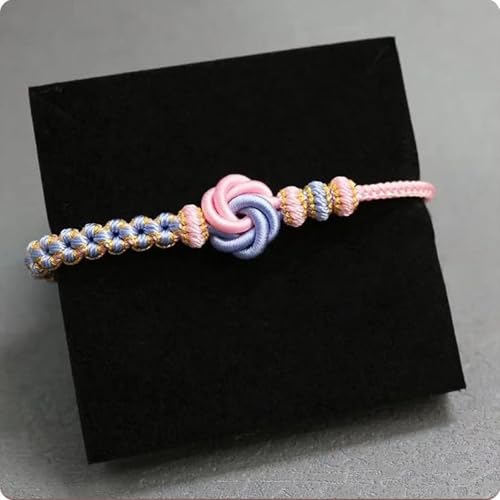 Image of Granddaughter Bracelet for Women, Cute Pink Peach Blossom Knot Bracelet from Grandma Trendy Handmade Braided Charms Bracelets Holiday Jewelry Gifts