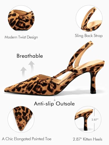 Image of Coutgo Womens Slingback Kitten Heels Closed Pointed Toe Pumps D'Orsay Wedding Party Dress Shoes
