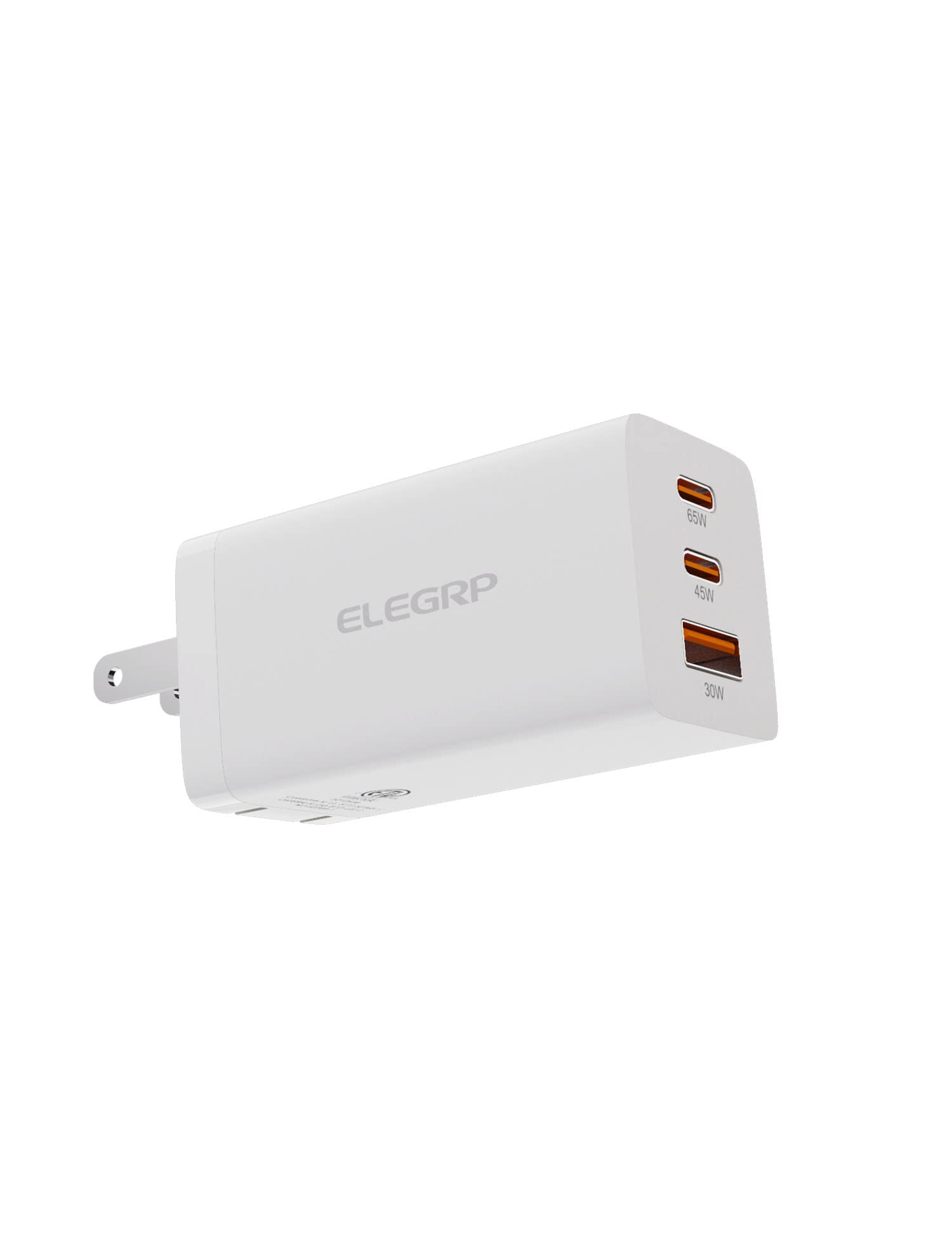 ELEGRP USB C 65W GaN Charger Cube, Dual Port PD Power Delivery Fast Type C Charging Block, Wall Charger with Foldable Plug for iPhone 14/13/12/11, XS/XR/X, iPad, AirPods, MacBook, Pixel, Galaxy & More