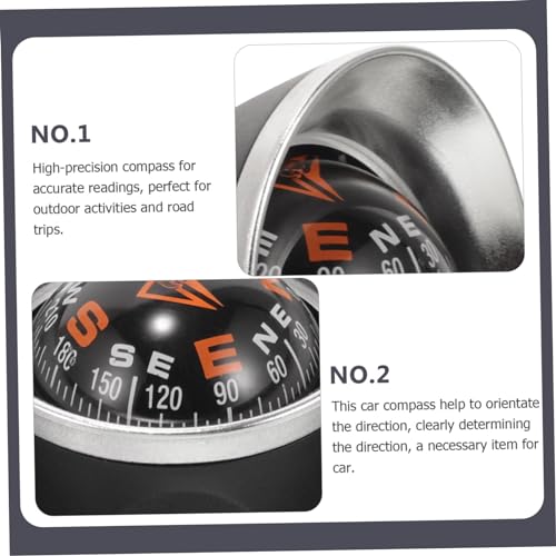 Brújula esférica automotriz Toyvian para tablero, montura de acrílico ABS para navegación en auto y bote, herramienta para orientación precisa y conducción segura miniatura 4