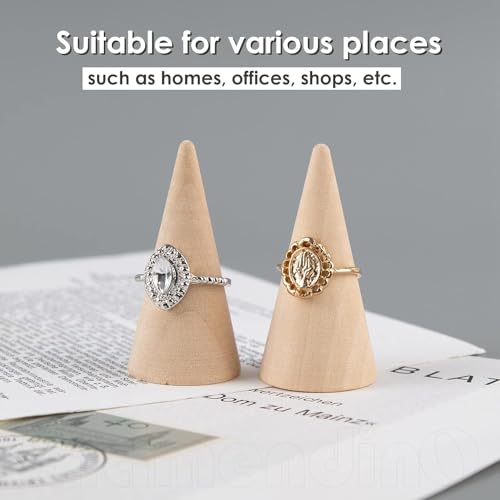 Image of 10 Pcs Wooden Ring Cone Holder Display Stands