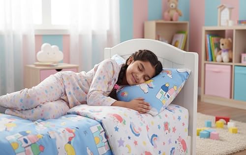 Image of Filymore Cute Star Unicorn Pillow Covers Pair of 2 Covers for Kids' Room, Girls, Boys | 240 TC Microfiber Soft & Skin Friendly Pillow Cases | Size (17 x 27 inch (SkyBlue and White).
