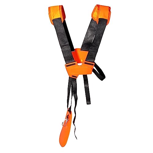 YUET Arnés Desbrozadora Ambos Hombro Césped Podadora con Correa de Nylon Duradera Ajustable para Stihl FS, Serie KM Str Trimmer, Echo, Husqvarna, Shindaiwa, Kawasaki, Honda,Naranja