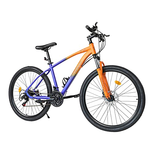 Image of Max4out Mountain Bike 27.5 Inch Wheel 21 Speed Mountain Bicycle for Men and Women, High Carbon Steel Frame with Daul Disc Brakes Suitable for Outdoor Sports and Commuting(Blue&Orange)