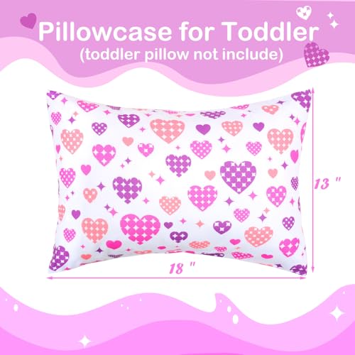 Image of UOMNY Toddler Pillowcases for Girls - Love and Heart Baby Pillow Case 2 Pack - Small Covers for Travel (13X18, 12x16, 14x19)
