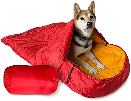 Vegapop Red Dog Sleeping Bag for Extra Large Or Large Dogs with Storage Bag- Portable Warm Waterproof Blanket Or Cushion for Pets- Perfect for Camping, Backpacking, Traveling, Or Indoors and Outdoors