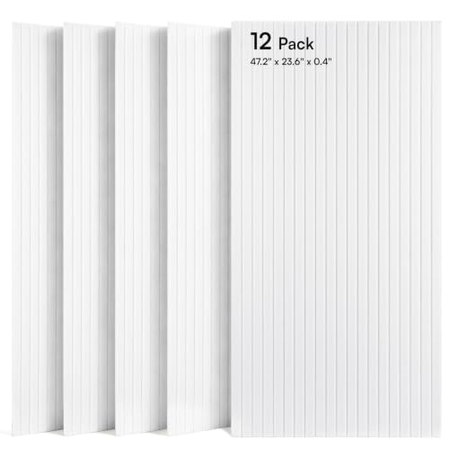 Image of SODOCT 12 Pack Large Acoustic Panels, 47.2 inch X 23.6 inch X 0.4 inch Sound Proof Panels for Walls, High Density Sound Absorbing Panels for Home Studio & Office, White