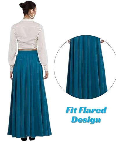 Image of JYESHTA Women's American Crepe Flared A Line Stitched Long Skirt with 12 Mtr Flare 40 in Height | Skirts for Women Long Length | Long Skirts for Girls