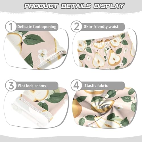 ALAZA Girls' Leggings Children's Yoga Pants Skinny Printed Dance Pear Blossom Comfortable 4T2