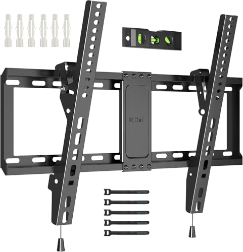 BONTEC Soporte TV Pared Inclinable para Pantallas de 37-82 Pulgadas Plana & Curva LED LCD, Soporte para TV Capacidad hasta 60 kg, Máx VESA 600x400 mm, con Nivel de Burbuja y Brida para Cables