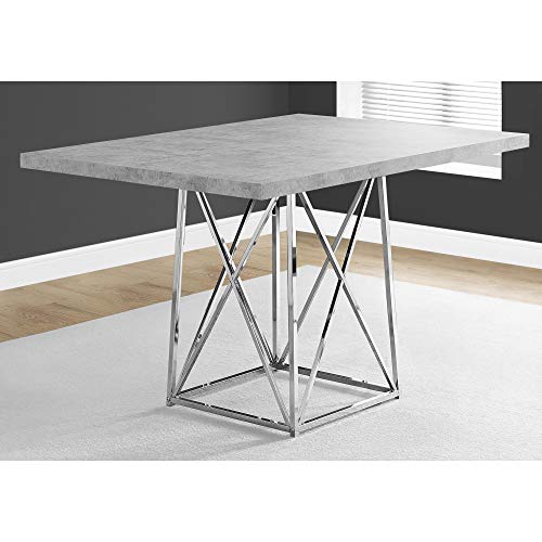 Monarch Specialties I Dining Table Metal Base, 36" X 48", Grey Cement/Chrome #TOP4