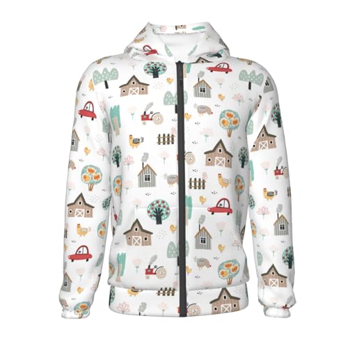 Summer Farm Kid Hoodies Boys Zip Up Sweatshirts Girls Pullover with Pocket2