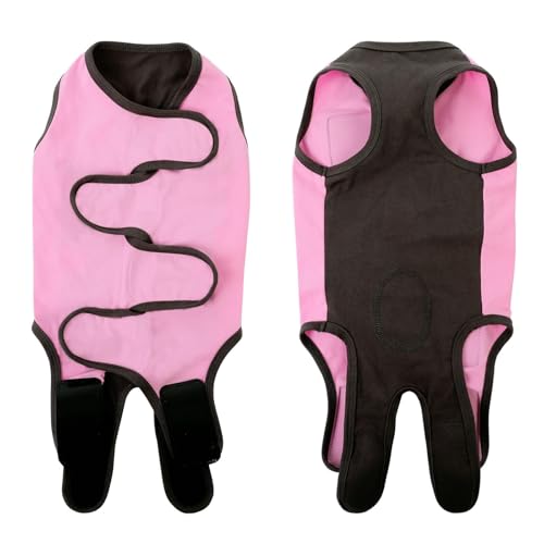 Image of SAWMONG Recovery Suit for Dogs Cotton, Professional Dog Surgery Suit for Spay, Pet Cone Alternative, Breathable Dog Onesie for Surgery Female Male, Abdominal Wounds Skin Disease Cat (L, Pink)