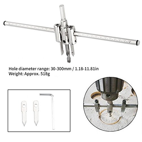 Wendry Adjustable Hole Saw Drill Bit Set, 30-300mm Adjustable DIY Woodworking Tool - Image 3