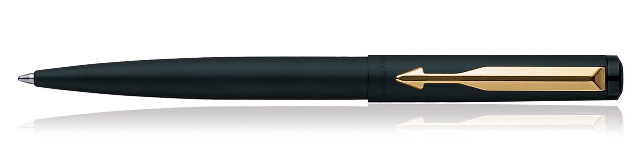 Stylo bille Parker Vector noir mat avec attributs dorés durables