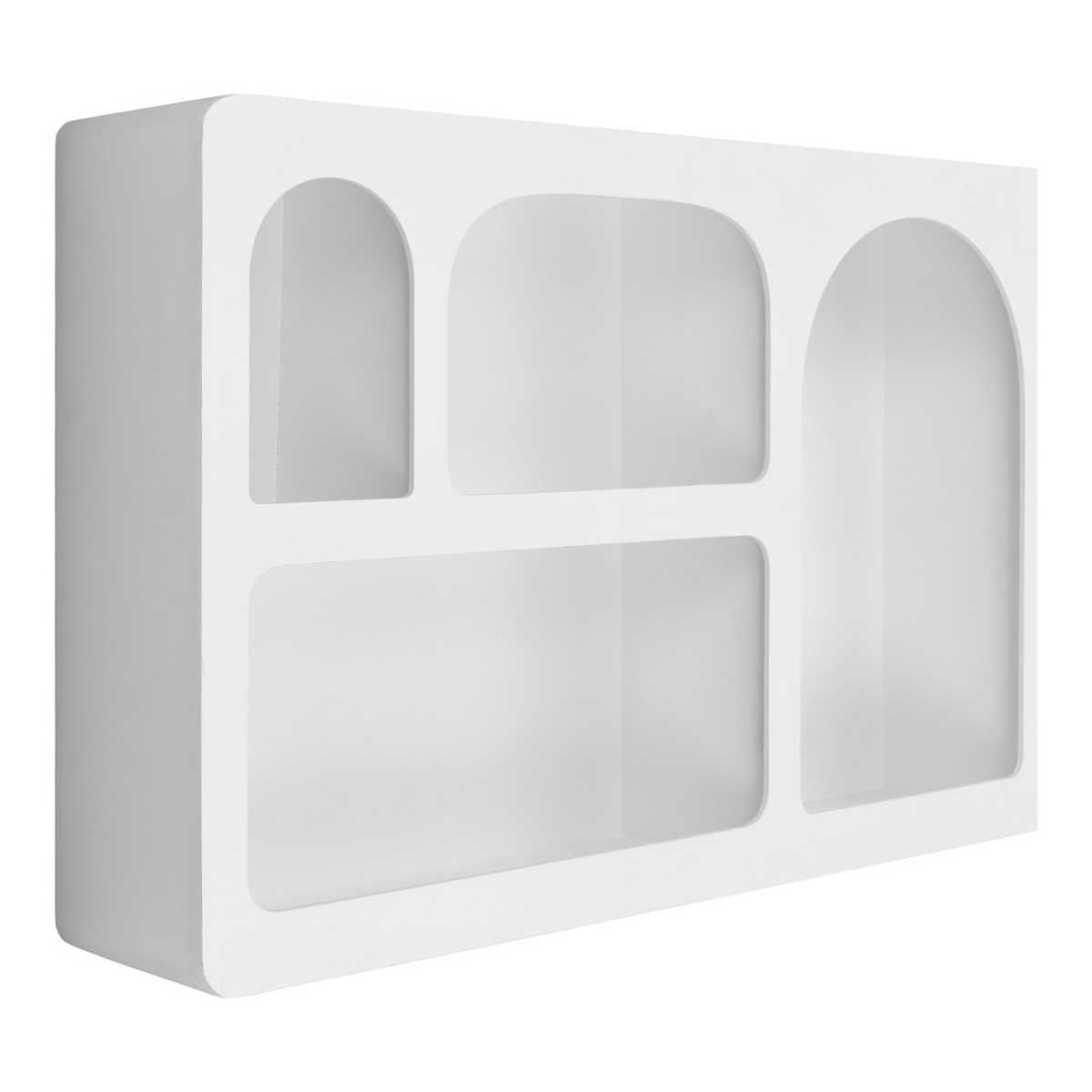 AltoBuy Etagère Murale atypique 4 niches en MDF laqué Blanc - SHIREL