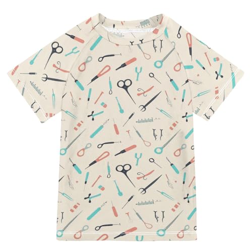 KLL Girls Bathing Suit Short Sleeve Swimsuits for Little Girls 7T Doctors Day Forceps