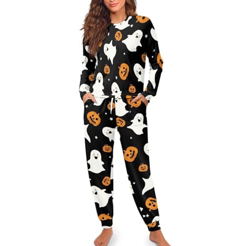 Image of Women's Pajamas Set Soft 2 Piece Loungewear Long Sleeve Pj Set Matching Sleepwear with Pockets for Women Plus Size