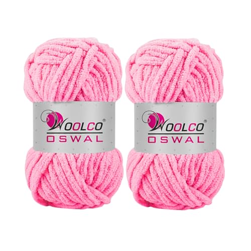 Image of Yankie Chenille Supersoft Velvet Yarn, Plushie & Blankie Yarn for Crochet, Knitting, Amigurumi & DIY Crafts (Pink, Pack of 2)