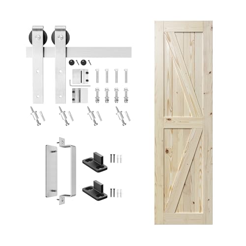 Image of SMARTSTANDARD 26in x 84in Sliding Barn Door with Brushed Nickel Hardware