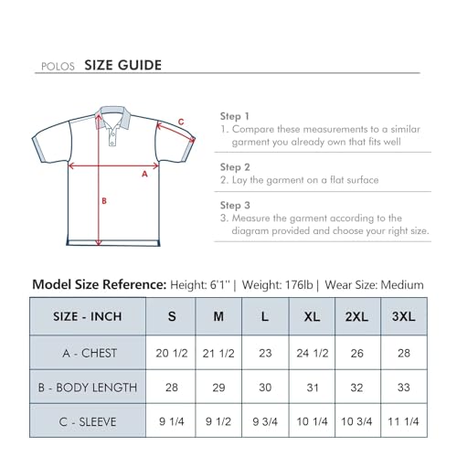 M Maelreg MGPS010-BLUE-L Golf Polo Shirts For Men Short Sleeve Performance Moisture Wicking Quick Dry Casual Collared Men’S Polo Shirts Blue thumb #5