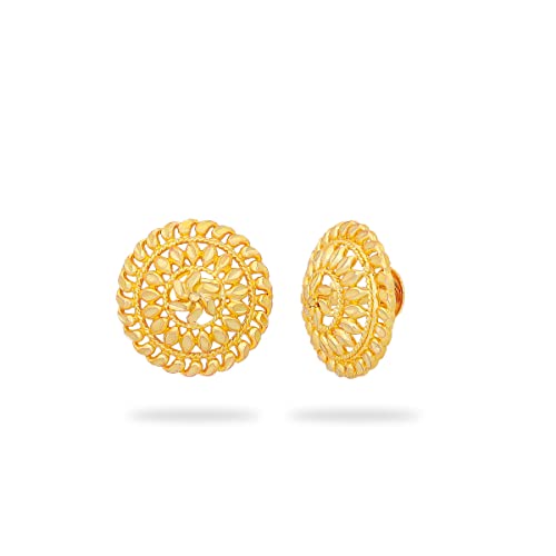 Image of Traditional Jewellery Gold Ethnic Stylish South Indian Screw Back Studs Round Flower Ear Jhumkas Jhumka Earrings Set For Women girls Gold ERG 1645,1119