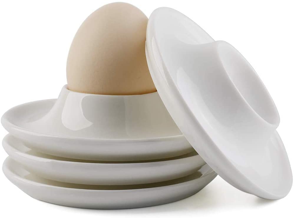 Mirakii White Porcelain Egg Holder or Egg Cup, Set of 2 for Hard & Soft Boiled Eggs