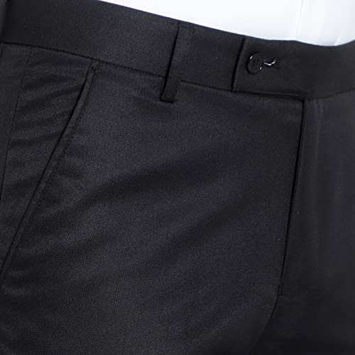 Image of The PS Men's Formal Regular Fit Cotton Blend Black, Dark Grey Combo Trouser (Pack of 2)