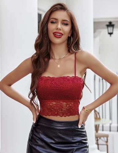 Image of Avidlove Bralettes for Women Lace Spaghetti Strap Tank Top Tube Slim Basic Camisole
