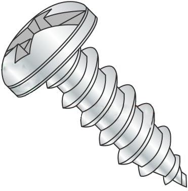#14-10 x 1" Self Tapping Screws - Sheet Metal Screws, Type A, Steel, Zinc Plating, Pan Head, Combo (Phillips/Slotted) (Quantity: 100 pcs)