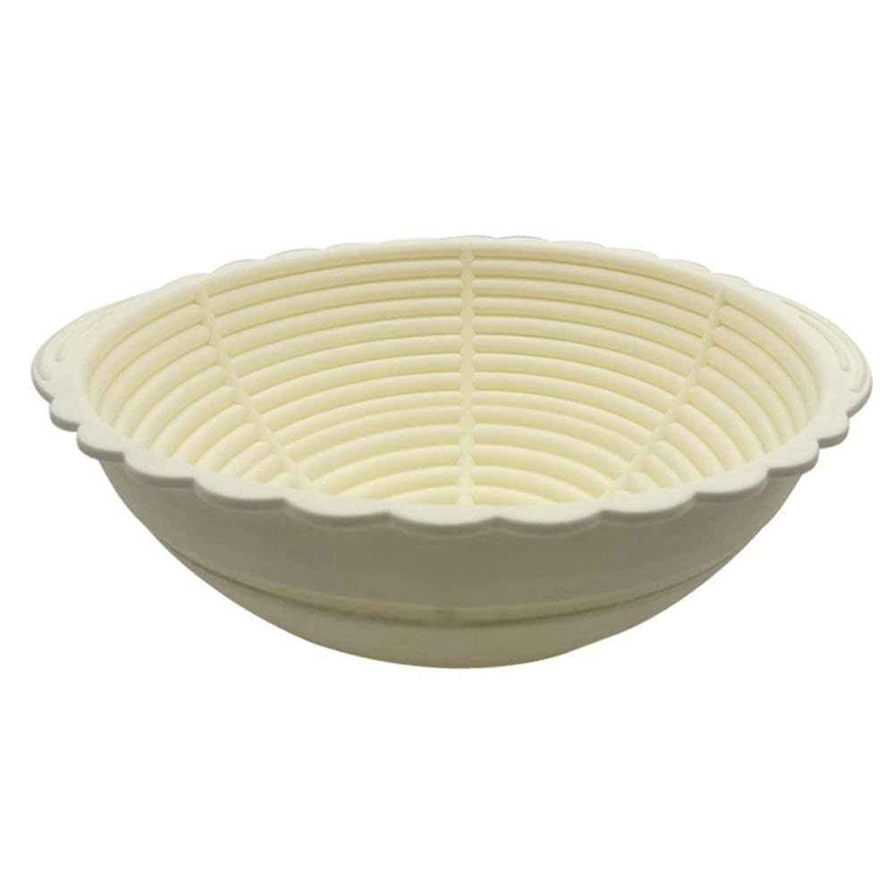 CTRLZS Bread Proofing Basket,Silicone Round Bread Foldable Sourdough Baking Basket Waterproof Proofing Bowls,Creamy-White