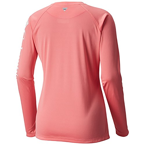Columbia Women’s PFG Tidal Tee II Long Sleeve Shirt , Lollipop/White Logo, Medium