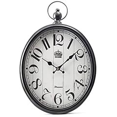 Oval Large Wall Clock Silent Non Ticking Metal Battery Operated Retro Wall Clock Antique Design photo Oval Large Wall Clock Silent Non Ticking Metal Battery Operated Retro Wall Clock Antique Design