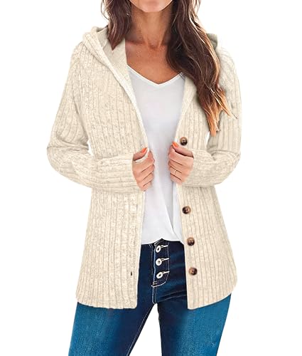 Bosmeer Hoodies for Women Long Sleeve Button Up Cardigan Sweaters Loose Fit Going Out Outfits Overcoat Fall Fashion 2025 Apricot Large