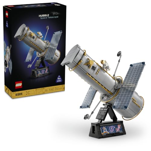 LEGO Icons Le Télescope Spatial Hubble - Maquette 3D pour Adulte - Set de Construction STEM avec Panneaux Solaires, Baie d’Instruments & Minifigurine d'Astronaute - Cadeau DIY sur l'Astronomie 11382