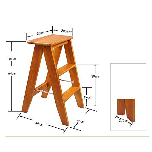 Taburete de escalera de cocina plegable portátil en madera maciza de 3 niveles 3
