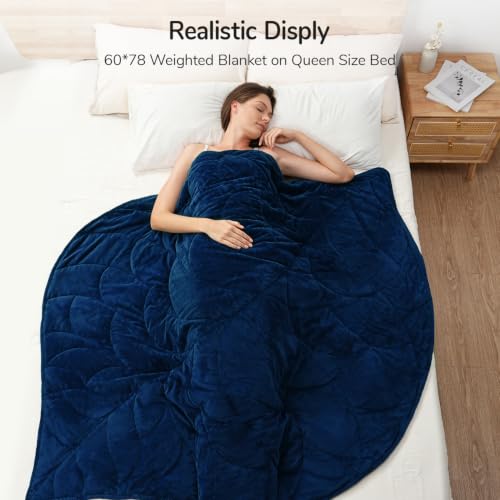 Image of Weighted Blanket for Adults 15 lbs, 60 inch x 78 inch washable Blankets, Navy Blue