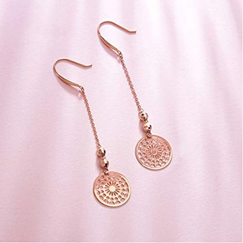 Daesar 18Ct Rose Gold Earrings Drop Hollow Round Bead Drop Earrings Wedding Dangle Earrings Rose Gold #TOP3