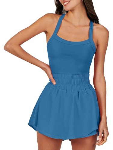 Image of ANRABESS Womens Mini Tennis Dresses Skort Summer Sleeveless One Piece Workout Romper Dress with Shorts Athletic 2026 Outfit