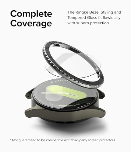 Image of Ringke Bezel Styling & Glass Compatible with Samsung Galaxy Watch 7 40mm [Combo] Anti-Scratch Stainless Steel Frame Ring Cover with HD Clear Tempered Glass Screen Protector - 40-96 (ST) Black